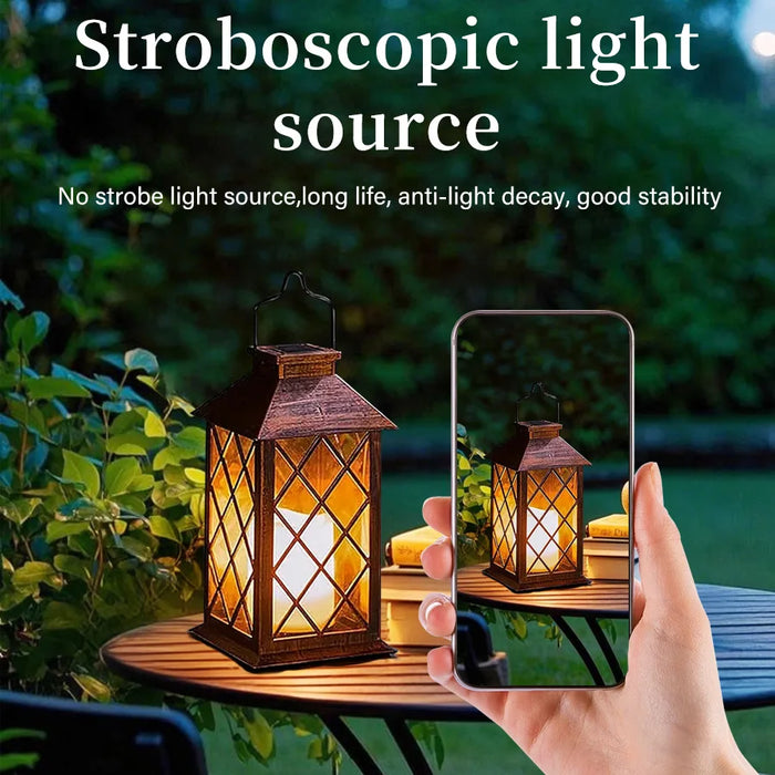 New Solar Palace Lantern Outdoor Solar Lights Lawn Landscape Hanging Atmosphere Candle Lamp Waterproof Floor Yard Garden Decor