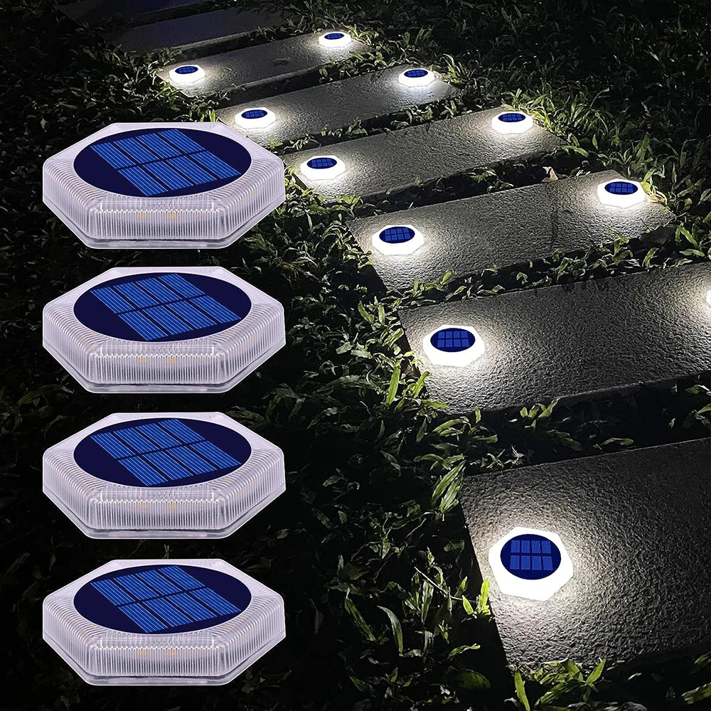 Solar Deck Lights Auto On/Off Dock Post Lights Driveway Fence Stairs Yard Patio Pathway Porch - Solar Powered Step Lights Blue