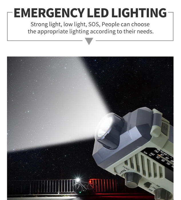Emergency Solar Radio with Handle, Portable 3-Mode Flashlight SOS Siren Cell Phone Charger Camping Survival Gear and Supplies