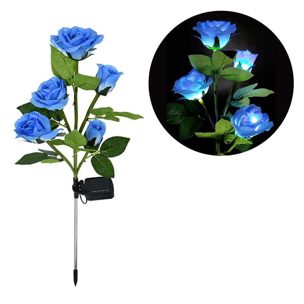 Solar Rose Flower Light Waterproof Garden Landscape Lamp Lawn Yard Pathway Light Simulation Flower Light Decorative Garden Light