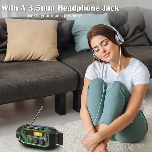 USB Charger Solar Power Emergency Radio with Flashlight SOS Alarm AM/FM/WB Radio Power Bank Multifunctional Bluetooth Speaker