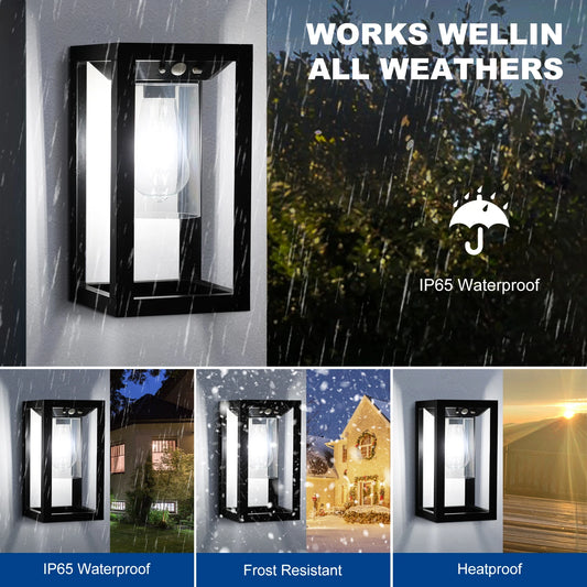 Solar Powered Post Lights with Motion Sensor 3 Work Modes Waterproof Outdoor Solar Column Light Courtyard Cottage Post Lantern