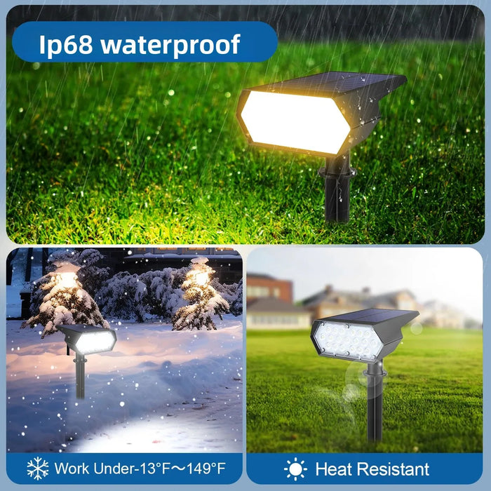 High Bright LED Solar Spotlight With Large Monocrystalline Silicon Solar Panel For Long Time Working Outdoor Garden Yard Pathway