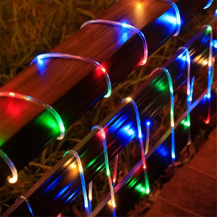 LED Solar String Lights Garden Waterproof Tube Rope Lamp Christmas Garland Fairy Lights For Outdoor Holiday Decoration Lighting