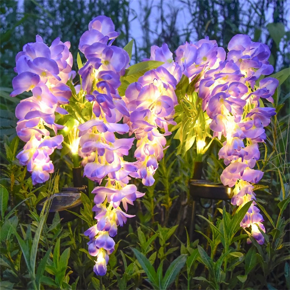 Solar Garden Lights Outdoor 4 Branches Flower Lights for Outside 2 Modes Waterproof Garden Decor for Yard Patio Pathway Backyard