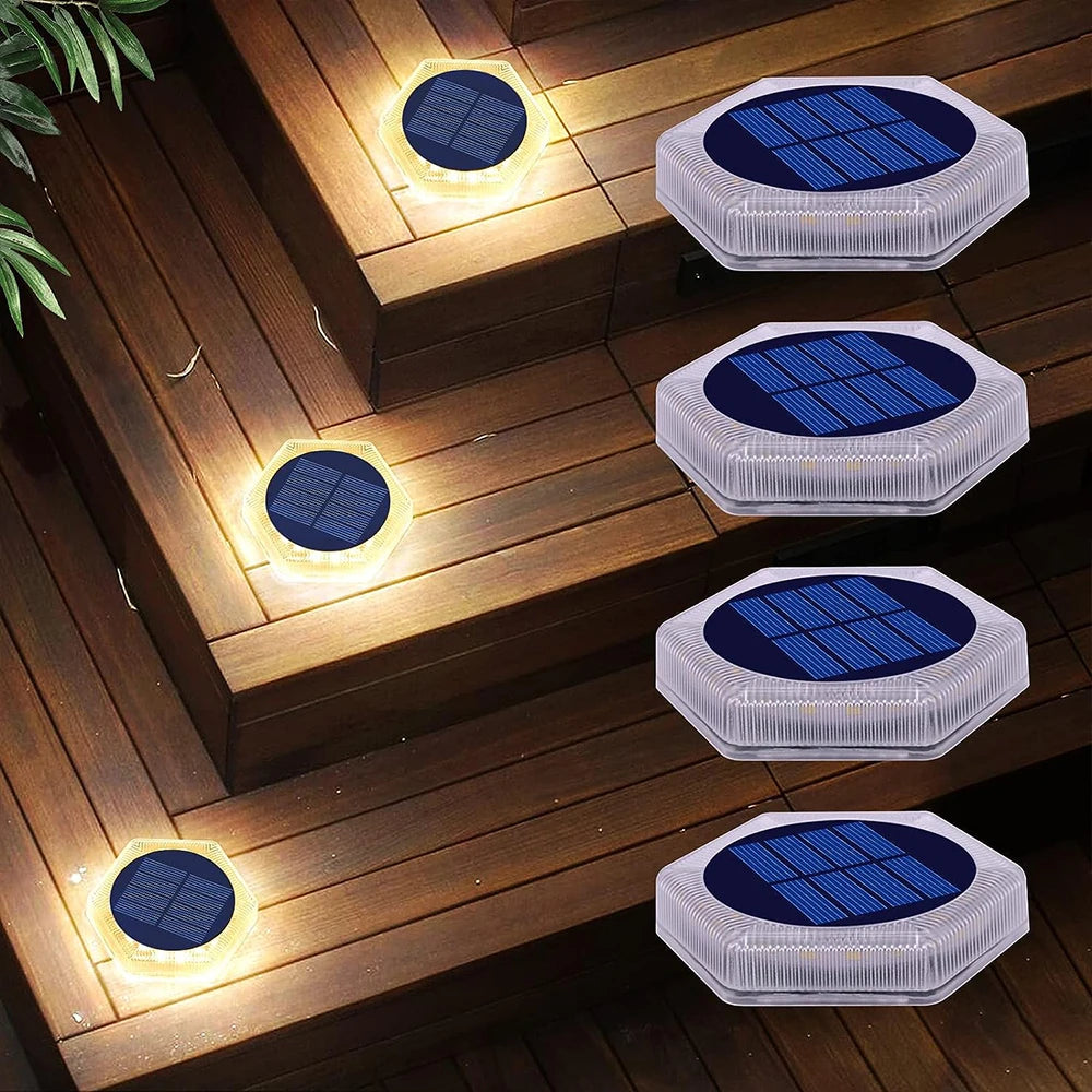 Solar Deck Lights Auto On/Off Dock Post Lights Driveway Fence Stairs Yard Patio Pathway Porch - Solar Powered Step Lights Blue