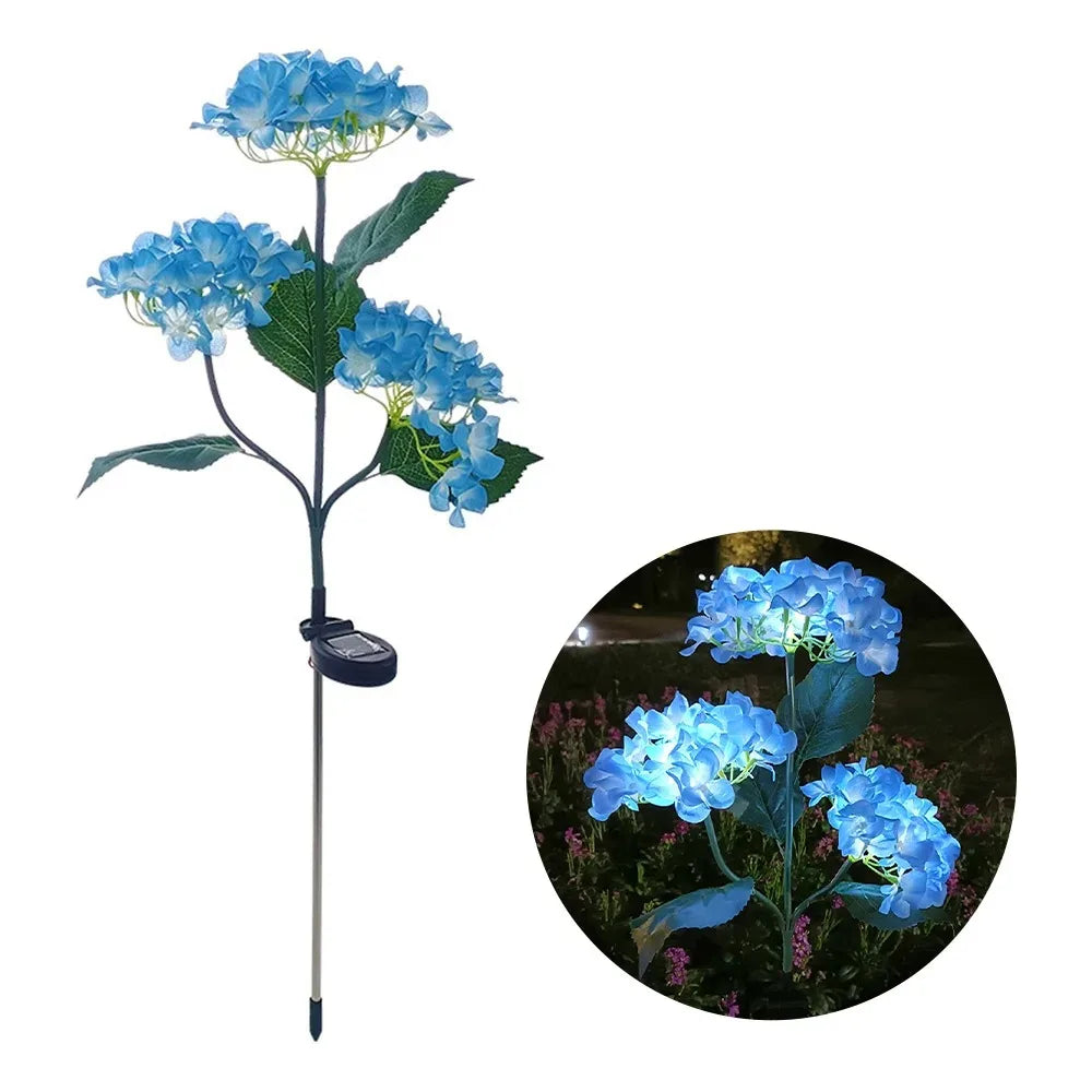 Solar Lights Solar Flowers Lights with 3 Head Hydrangea Flowers Waterproof for Garden Yard Patio Lawn Backyard Pathway Decor