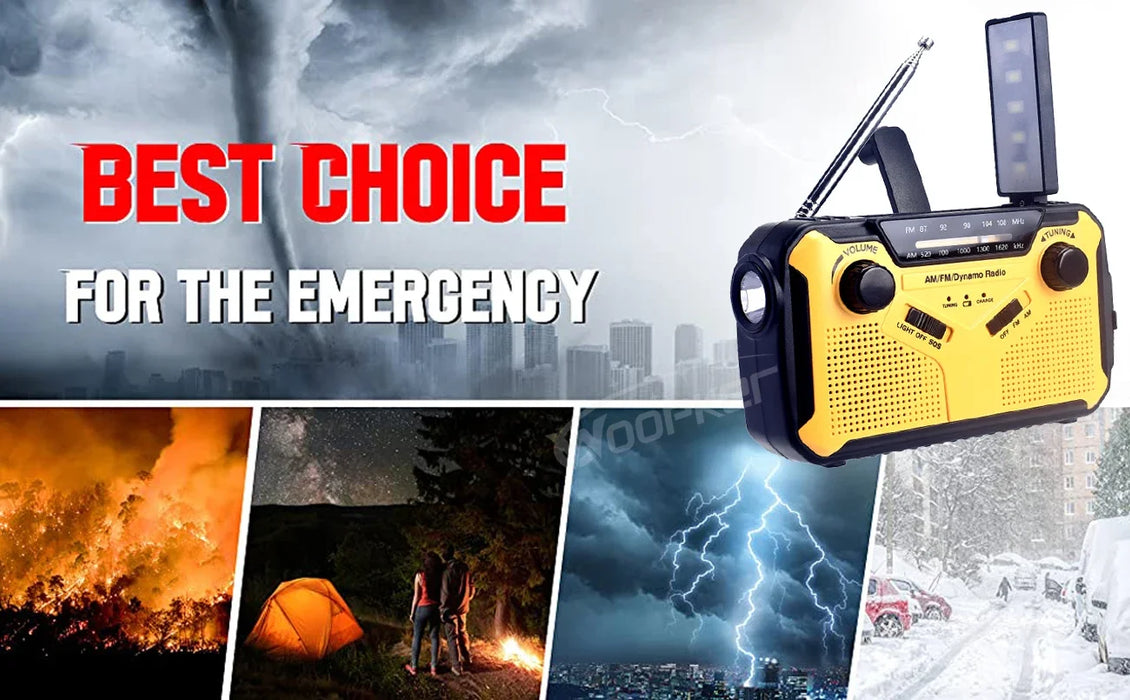 E09 Emergency Radios Output 5V/2A AM/ FM Radio Solar Hand Crank USB Rechargeable Torch Reading LED Lamp SOS Alarm Power Bank