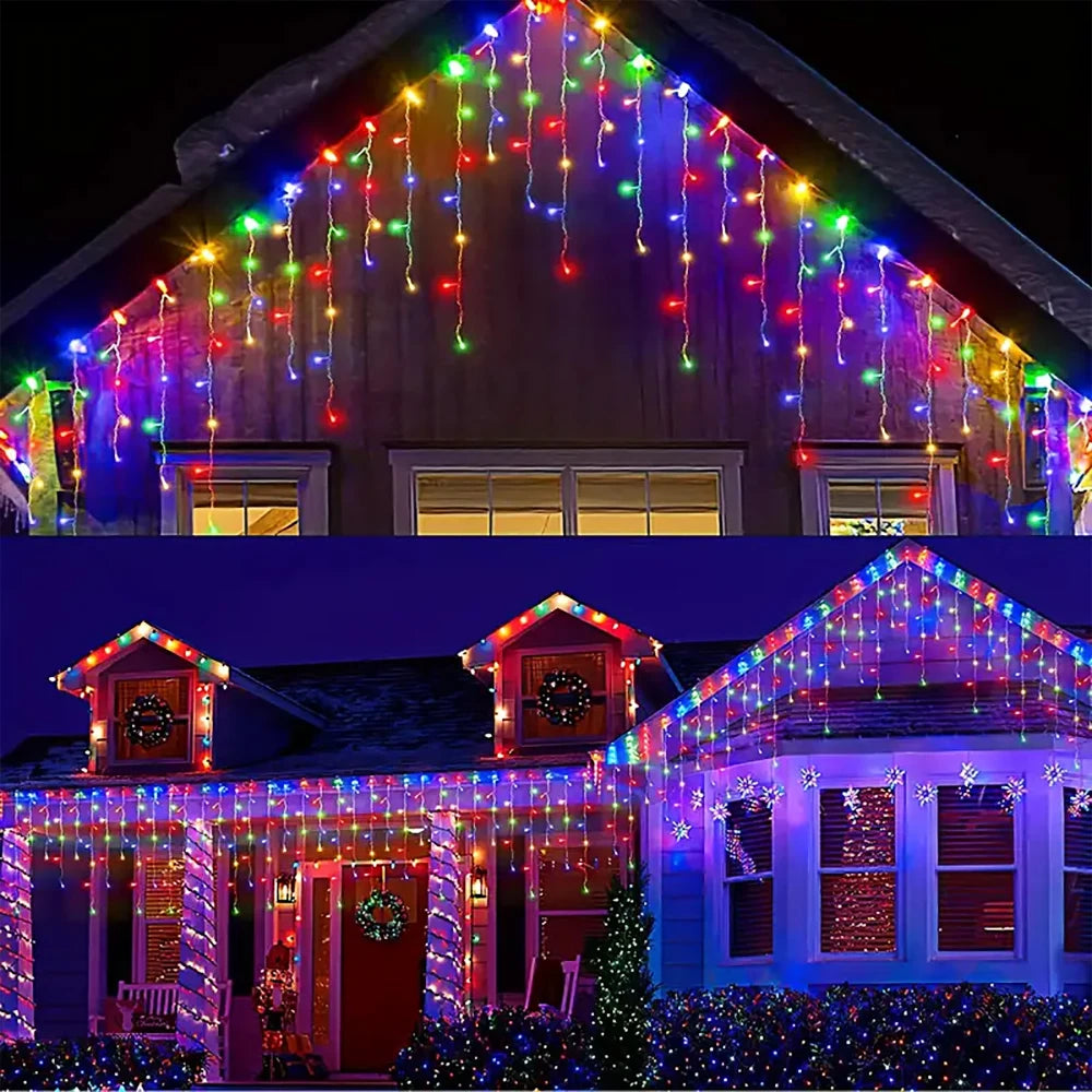 Solar Street Garden Decoration Garland Solar Curtain Icicle Light Outdoor LED String Lights 3.5M/7.5M Waterproof Curtain Light