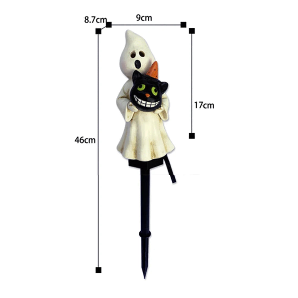 Halloween Solar Ghosts Pathway LED Light Anto On & Off Ghosts Lamp White Ghost Figurine Decoration for Haunted House Decor 2024