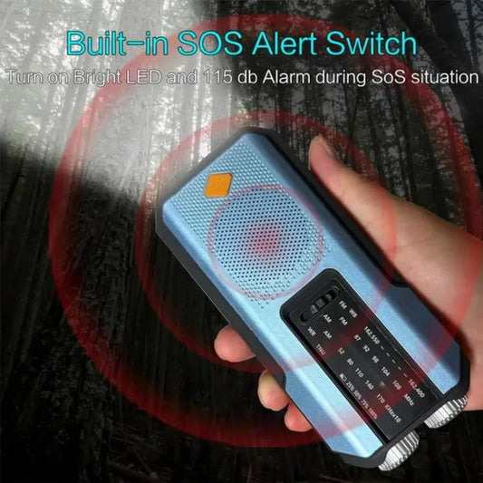 2000mAh Emergency Radio Solar Hand Crank AM FM WB NOAA Weather Global Receiver LED Flashlight SOS Alarm Power Bank