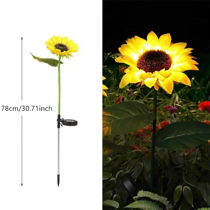 Solar Sunflower Garden Lights Waterproof LED Outdoor Artificial Flower Lamp Auto on/Off Patio Lawn Wedding Christmas Decorations