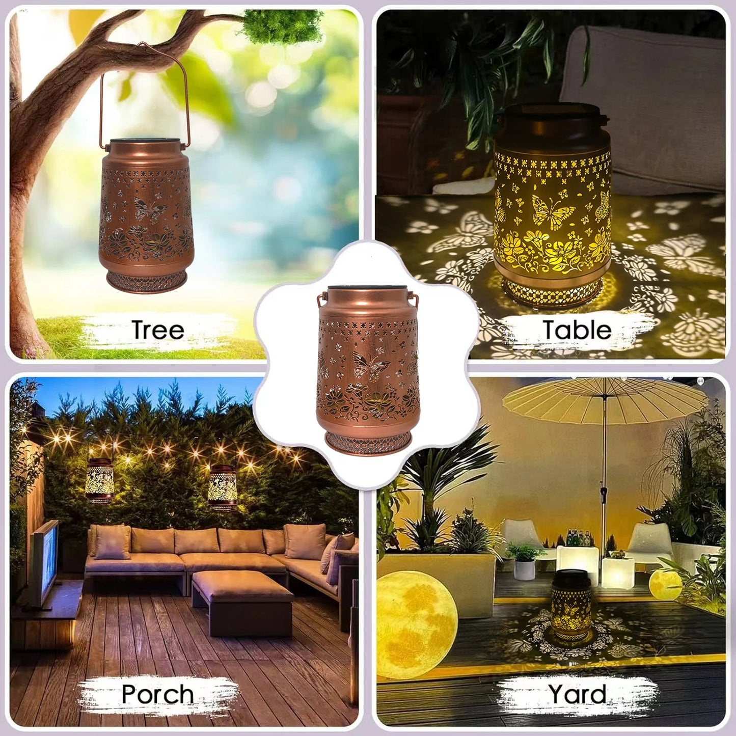 Butterfly Solar Lanterns Outdoor Waterproof Hanging LED Solar Lights Garden Decor for Outside Decoration Patio Yard Lawn Porch