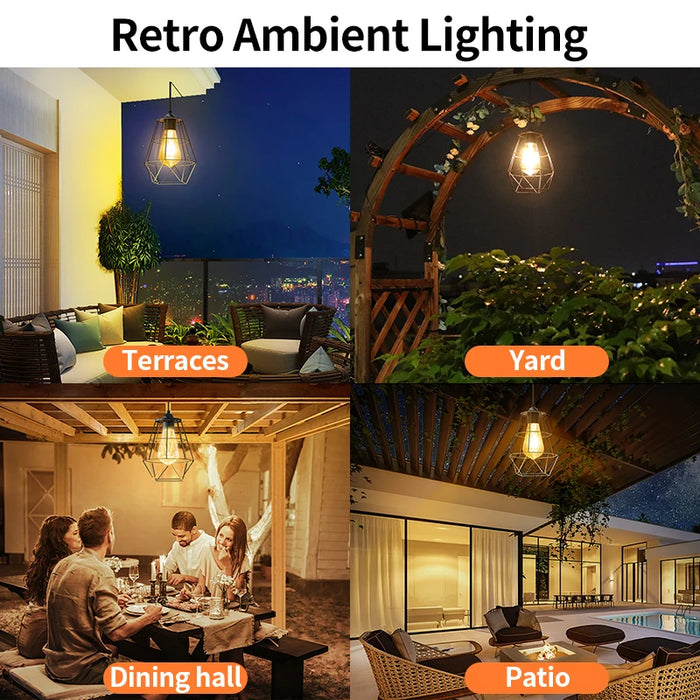 Solar Shed Lights Outdoor Indoor, Led Dusk to Dawn Battery Powered Pendant Lights, Waterproof Solar Hanging lamp for Gazebo Barn