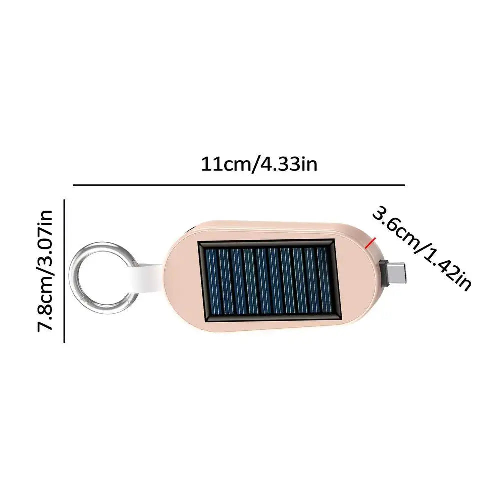 3000mAh Portable Solar Power Bank Charger Solar Keychain Mini TYPE C Power Bank With Wireless Watch Fast Charging Power Bank