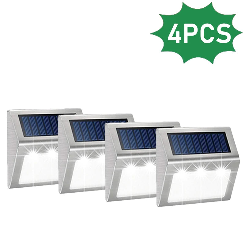 Solar Powered Deck Lights Waterproof Light Stainless Steel Security Wall Lamps for Step Walkway Patio Garden Pathway