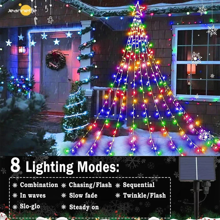 Christmas Decorations 2025 Waterproof Solar Lights LED 8 Modes Tree Light Gift Patio Lights Garden Decor Wedding Yard Porch