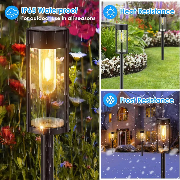 2pcs Solar Pathway Lights Outdoor, Bright Solar Pathway Lights Exterior, Outdoor Solar Garden Decor Solar Landscape Lights