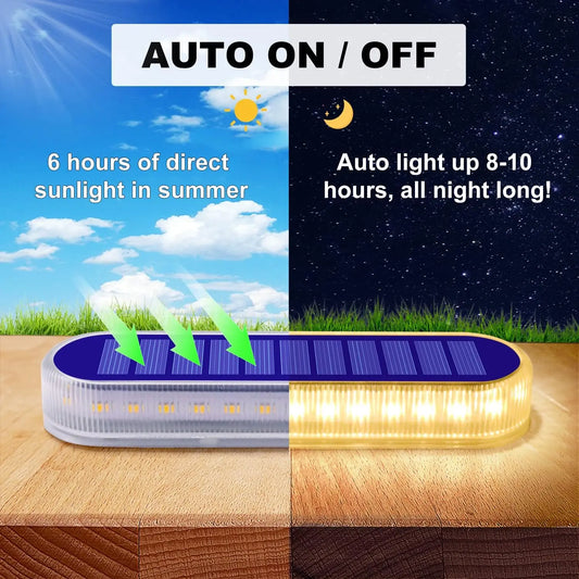 Solar Deck Lights 4 Pack Outdoor Step Lights Waterproof IP68 Led Solar Garden Lights for Railing Stairs Fence Yard Patio Pathway