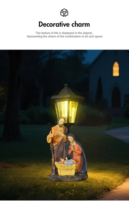 Christmas Trough Solar Light Ornament Outdoor Balcony Lawn Garden Path Atmosphere Light Statue  Garden Statues