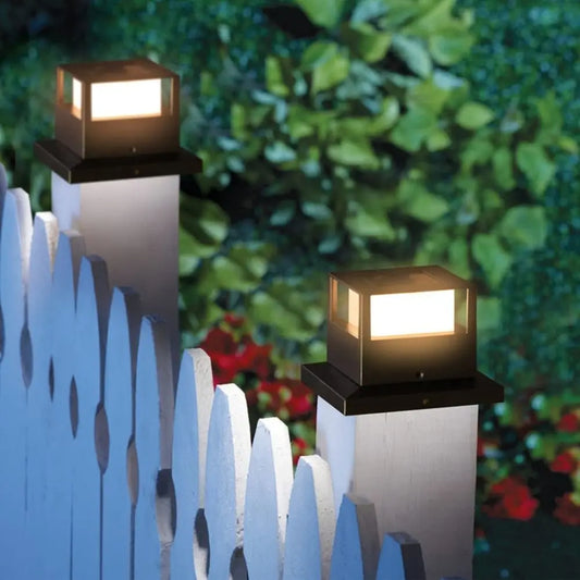Warm/White light Square Fence Gate Pillar Lamp Waterproof Solar Powered Fence Post Light LED Lighting Solar Column Light Wall