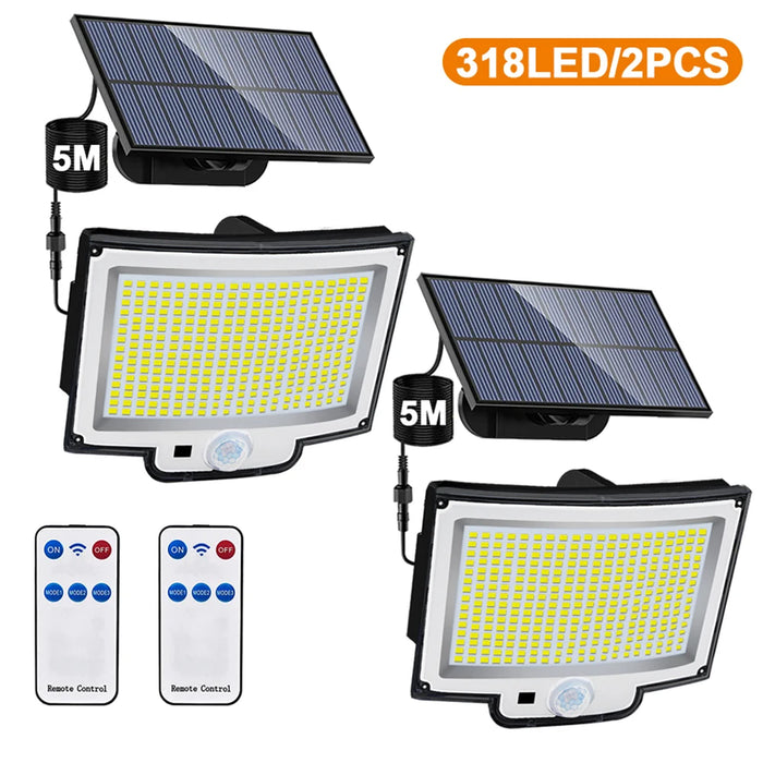Solar Outdoor Lights 172LED 3Modes Split Motion Sensor Outdoor Lights Waterproof 318 LED Solar Flood Lights Yard Patio Garden
