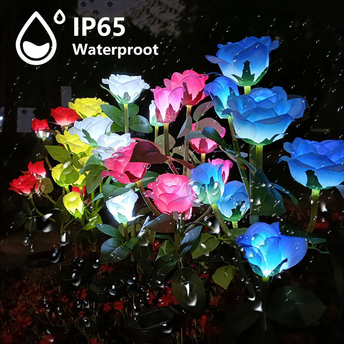 Solar Garden Lights Solar Flowers Rose Light Solar Powered Lights Outdoor Waterproof LED Outside Light for Patio Yard Decor