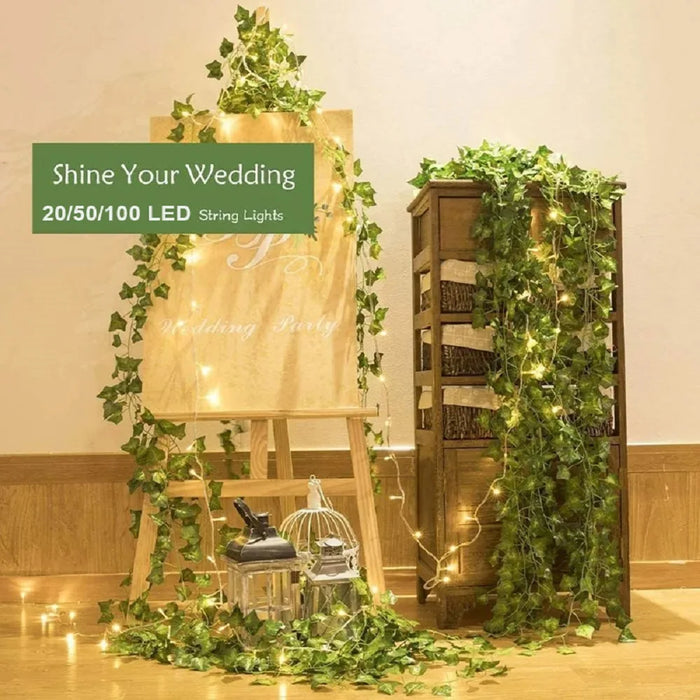 Solar Fairy Lights 2/5/10 M Solar Artificial Ivy Leaf Led String 8 Modes Solar Outdoor Light for Yard Garden Wedding Party Decor