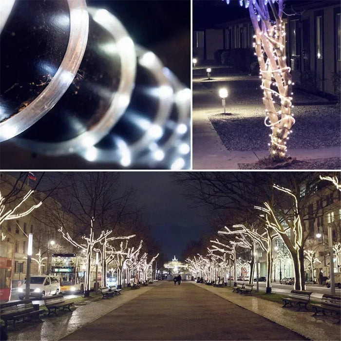 LED Solar String Lights Garden Waterproof Tube Rope Lamp Christmas Garland Fairy Lights For Outdoor Holiday Decoration Lighting