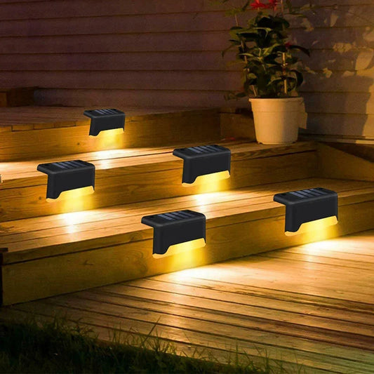 Solar Deck Lights 4 PacK Outdoor Step Lights Waterproof Led Solar Lamp for Railing Stairs Step Fence Yard Patio and Pathway