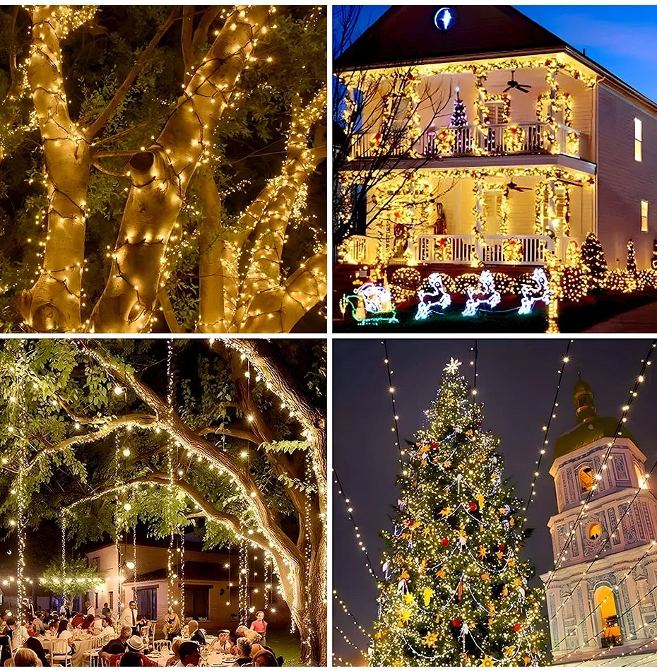 Solar String Fairy Light 8 Lighting Modes 5M 7M Waterproof Outdoor LED Garland Street Lamp Holiday Christmas Garden Decoration