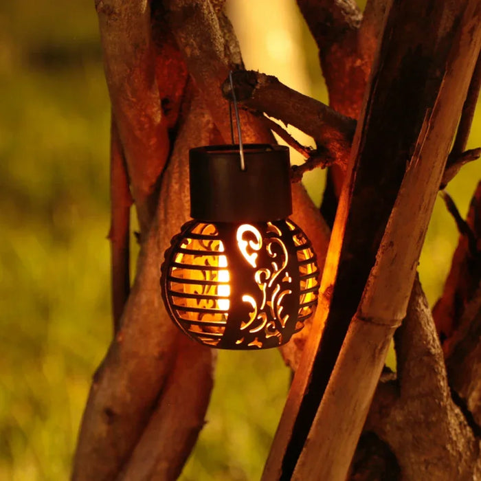 Solar LED Outdoor Flame Effect Hanging Lantern Out Waterproof Garden Decoration Lamp Solar Fairy Light For Patio Garden Yard