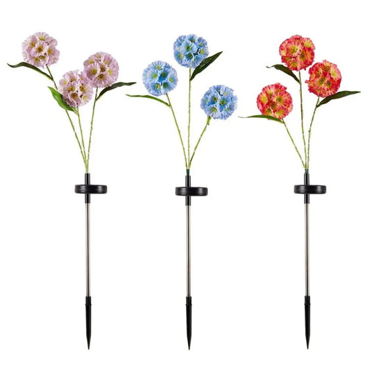 Waterproof Solar Flower Light Ground Mounted Warm light Simulation Flower Lamp with 3 Head Intelligent Light Sensing