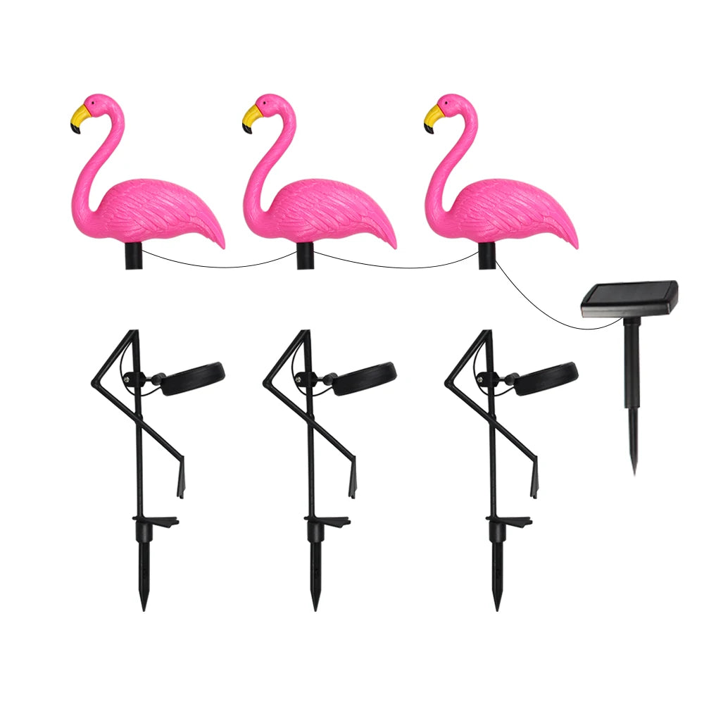 Solar Flamingo Light Outdoor Courtyard Decoration Garden Decor Stake Lights Waterproof LED Patio Walkway Light Lawn Lamp