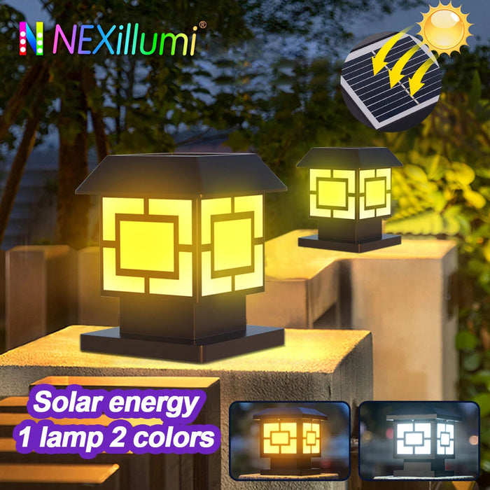 Outdoor Solar Stigma Post Cap Lights, Waterproof LED Bulb Included, Lawn Landscape Pillar Head Lamp for Garden, Patio, Pathway