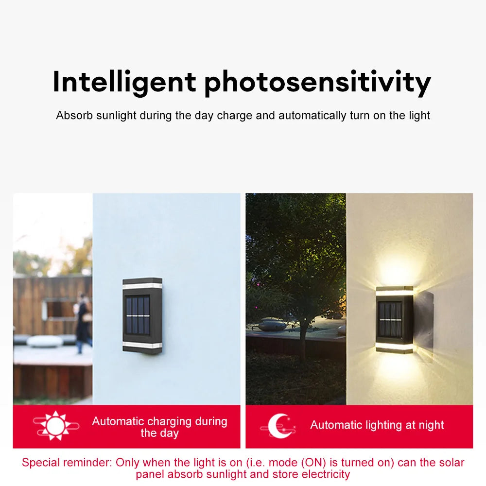 Solar Wall Lamp Outdoor Waterproof Fence Light Solar Powered LED Lamp Garden Step Light Yard Lawn Landscape Lamp Patio Decor