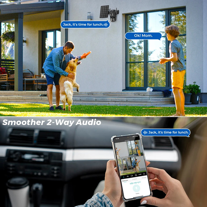 4K 8MP IP Solar Power WiFi Camera PTZ Outdoor IP66 Waterproof 7800mAh Built-in Battery Surveillance Camera PIR Human Detection