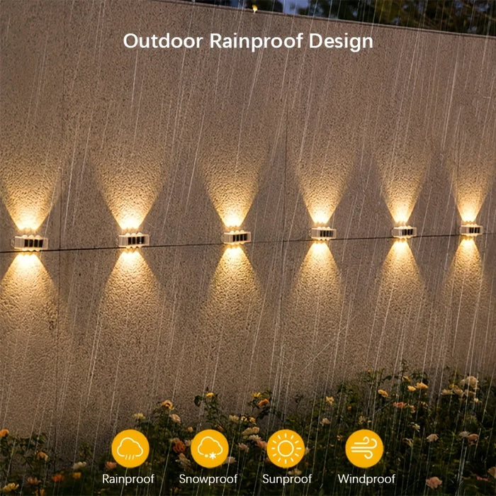 Solar Powered Wall Lights Outside Up and Down Fence Mount Outdoor Decorative Waterproof Lamp for Porch Deck Patio Yard Garden