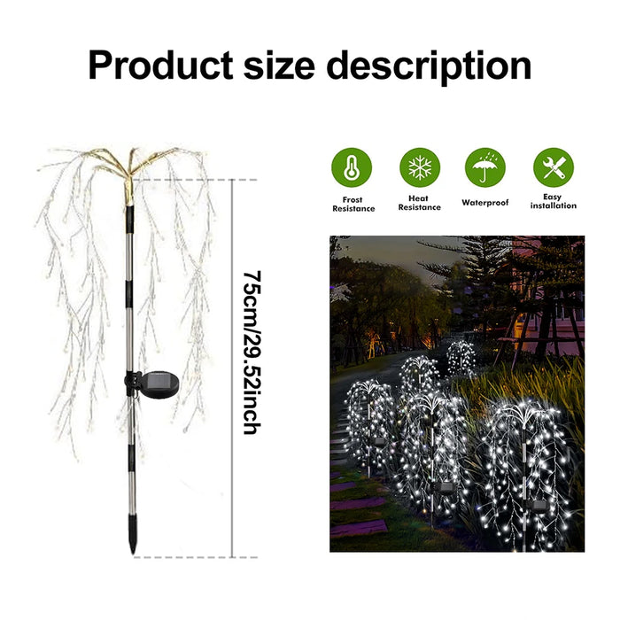 Solar-Powered Garden Lights Outdoor Waterproof Firecracker Fireworks Lights for Patio Pathway Lawn Party Camping Decoration