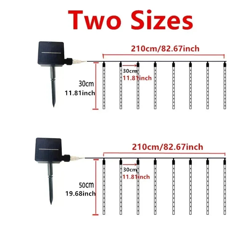 Solar Meteor Shower Light Christmas Tree Outdoor Falling Rain Drop String Lights for Street Wedding Party Garden Eave Decoration