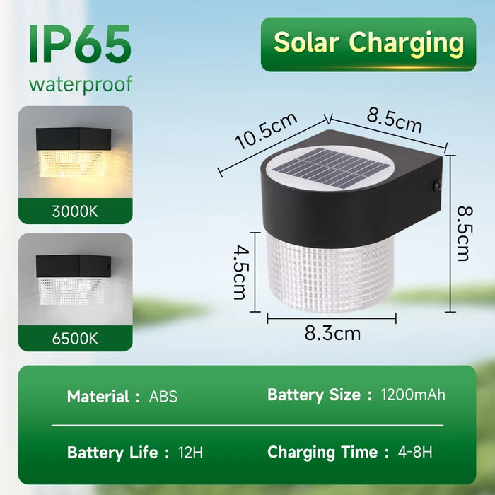 Solar Wall Lamp Outdoor Warm Light Waterproof Lighjt Down Luminous Lighting Balcony Yard Garden Decoration Lights Exterior Wall