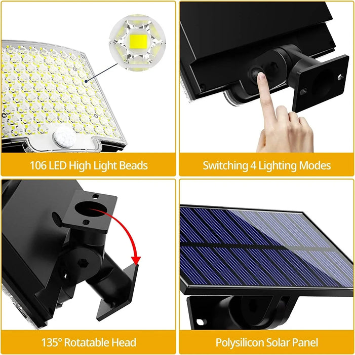 Solar Powered LED Wall Lights Split Type Garage Courtyard Lighting Super Bright Waterproof Human Body Sensing Street Lights