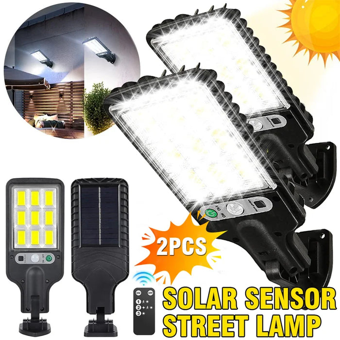 Outdoor Solar Street Lights,Dusk to Dawn Solar Security Flood Lights Motion Sensor with Remote Control for Courtyards, Garden