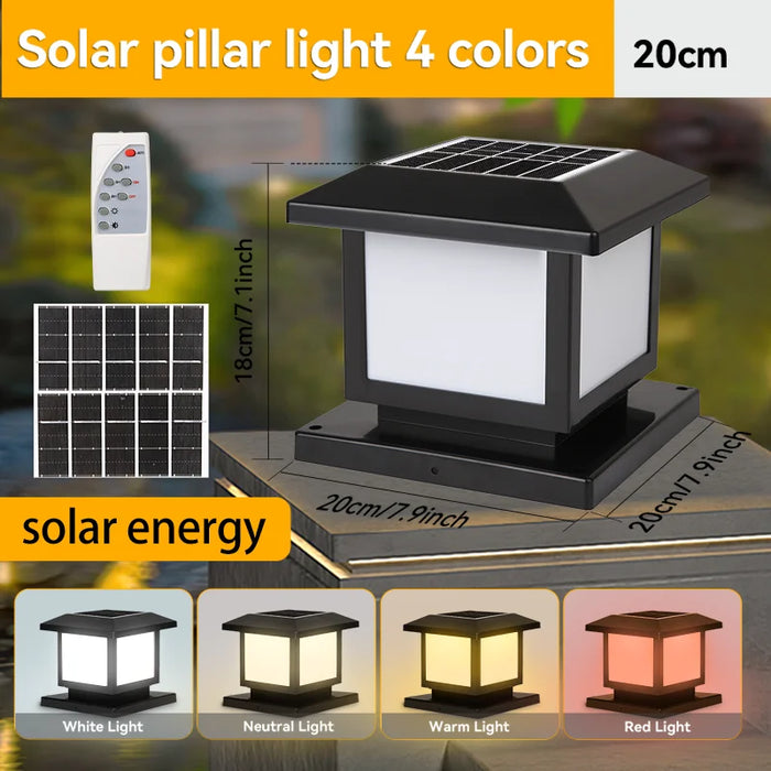 LED Solar Light Pillar  waterproof Solar Lantern Lights Outdoor Remote Control For Garden Decoration Fence Pathway Decor Lamp