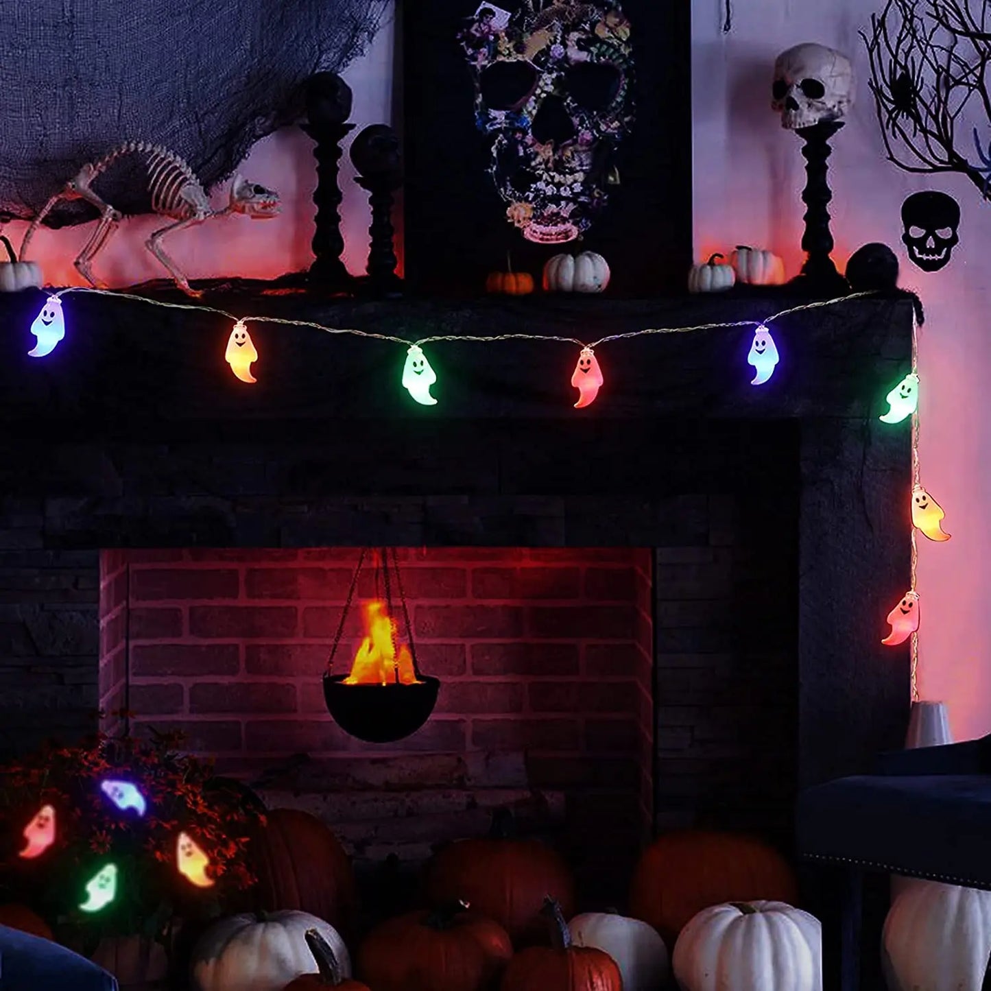 Solar Ghost Light Halloween Christmas Decoration Ghost String Led Lamp Sun Outdoor 100 LED for Waterproof Garland Party Decor