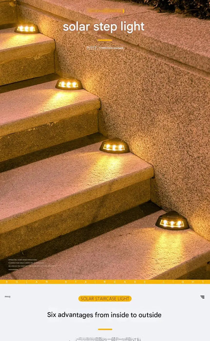 4pcs Solar Step Lights Outdoor Garden Courtyard Decor Warm/ White LED Pathway Lighting Sun Lamp for Walkways Staircases Garden