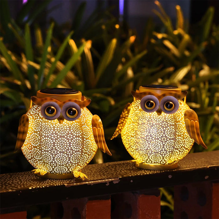 Hanging Solar Lantern Garden Light Waterproof Metal Decorative Solar Light Outdoor for Patio Yard Table Pathway Owl Pattern