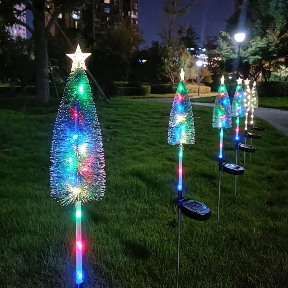 Decorative Solar Christmas Tree Lights Stars Design Weatherproof Landscape Lights Energy Saving Warm White/ Colorful Lawn Lights