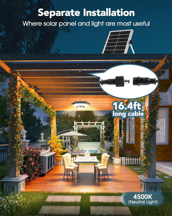 Solar Sensor Lights Dimmable for Barn Gazebo Yard with Waterproof Pendant Lights Indoor Outdoor Use Solar Garden Light