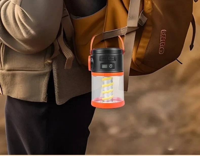 Solar Powered Camping Lamp Portable Flashlight Double Light Emergency Lights USB Charge Waterproof for Outdoor Hiking Tent